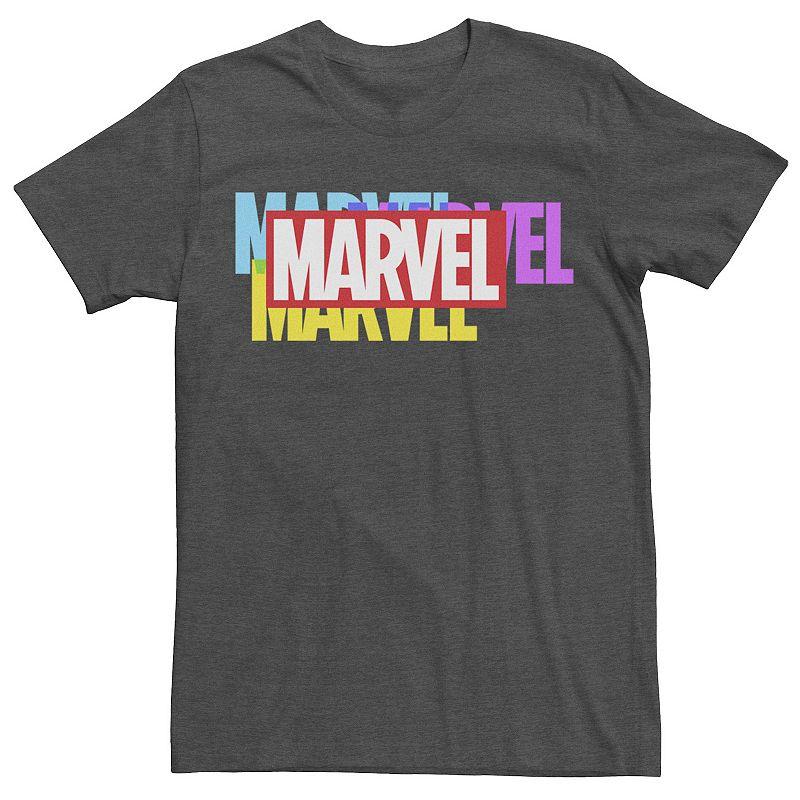 Men's Marvel Multi-Color Logo Tee, Size: Medium, Grey Heather Product Image