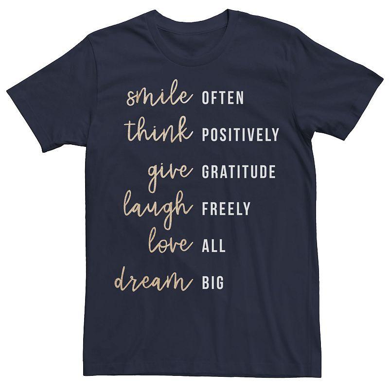Men's Smile Often Laugh Freely Love All Dream Big List Tee,  Product Image
