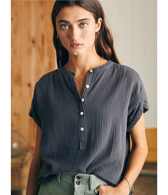 Faherty Dream Organic Cotton Gauze Short Sleeve Desmond Top Product Image