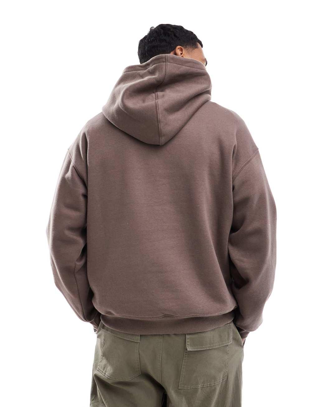 Cotton On box fit hoodie in washed chocolate Product Image