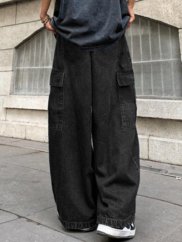 Men's Vintage Washed Multiple Pocket Cargo Jeans Product Image