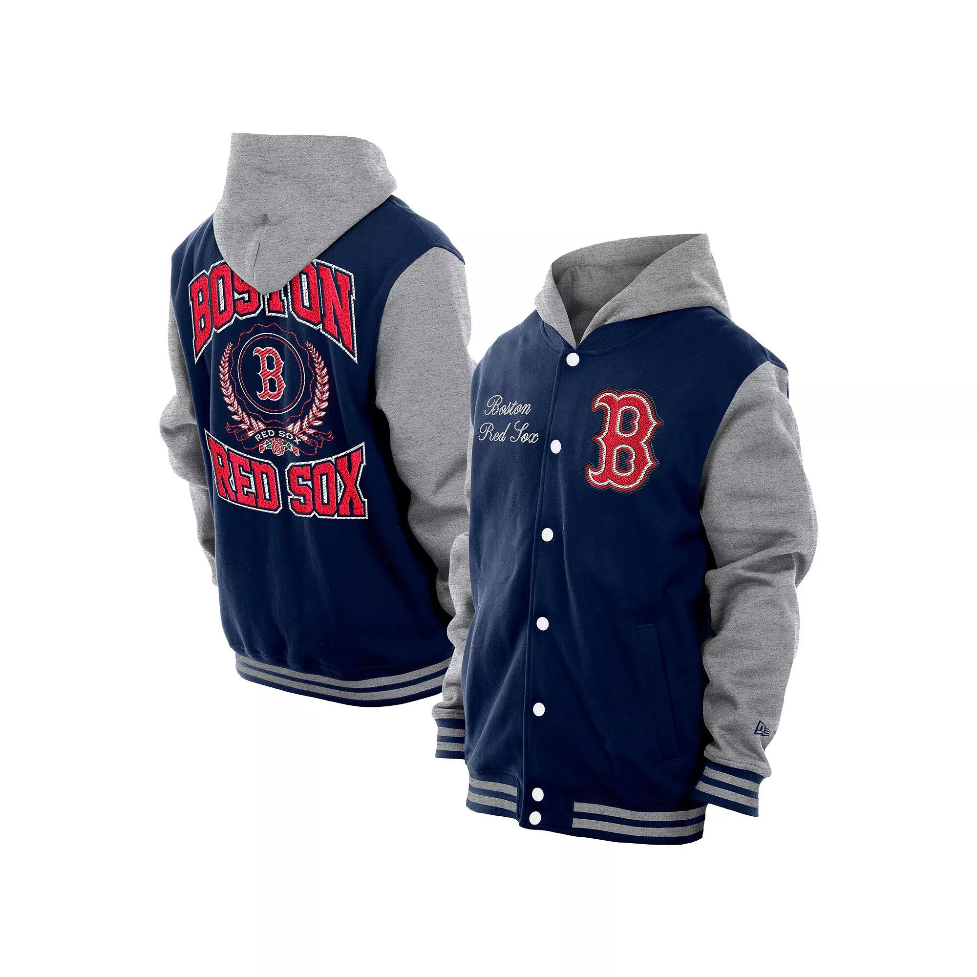 Men's New Era Navy Boston Red Sox Throwback Prep Full-Snap Hoodie Jacket, Size: XL, Blue Product Image