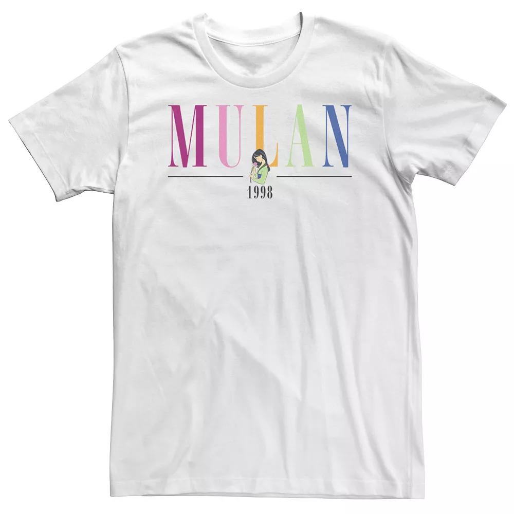 Big & Tall Disney Mulan & Mushu 1998 Pop Text Tee, Men's, Size: XXL Tall, White Product Image