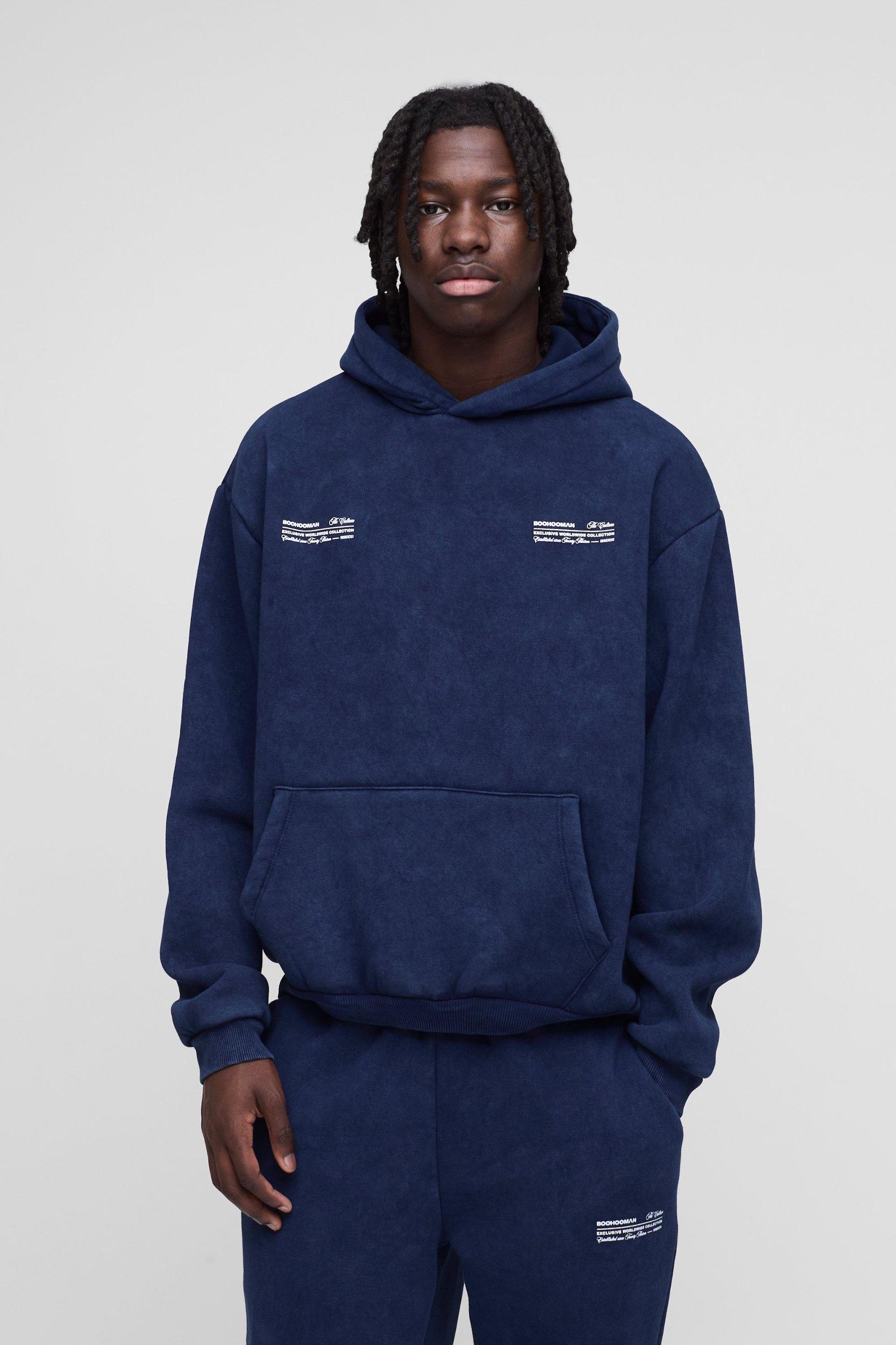 Oversized Boxy Man Wash Hooded Tracksuit | boohooMAN USA Product Image