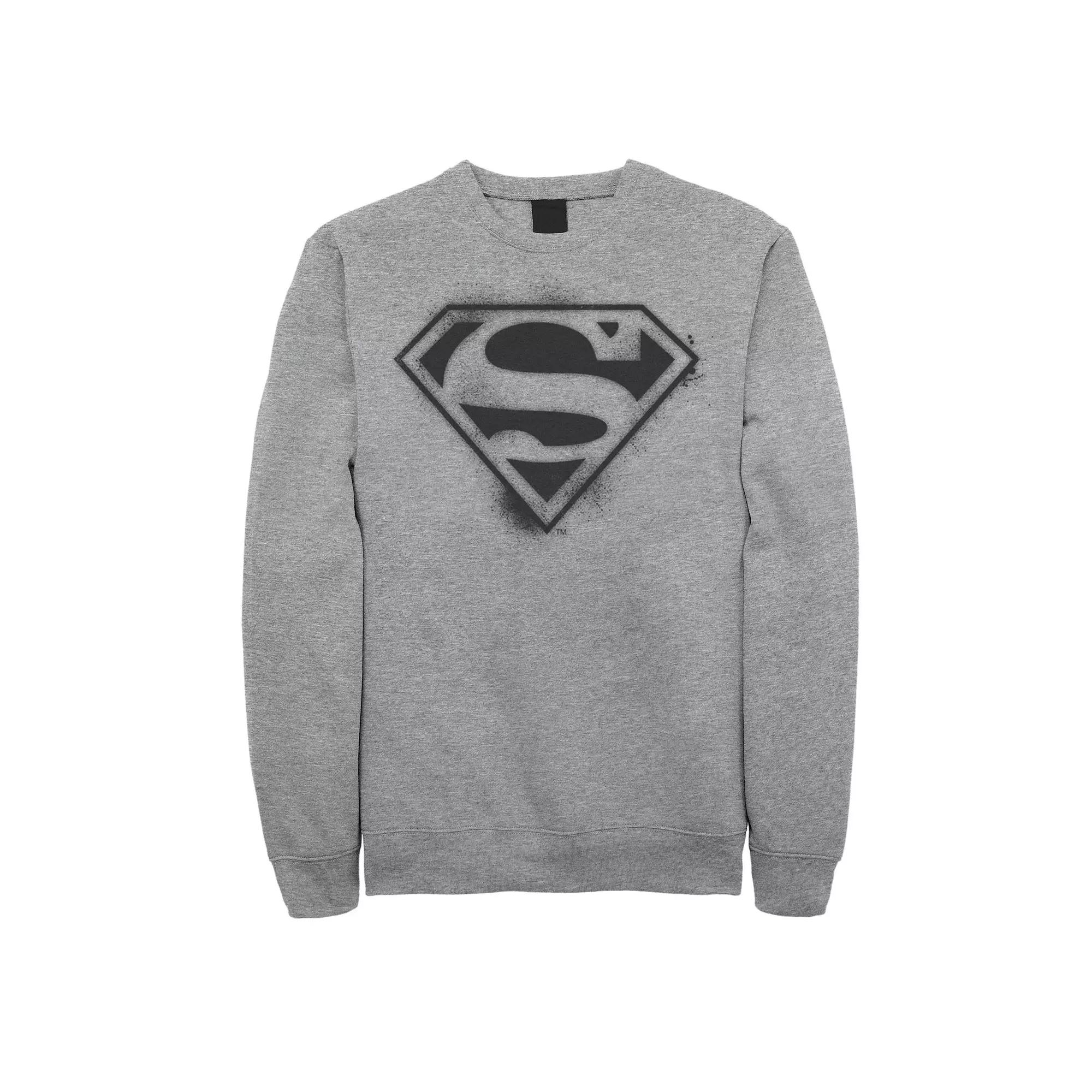 Men's DC Comics Superman Spray Paint Stencil Logo Sweatshirt, Size: Small, Athletic Grey Product Image