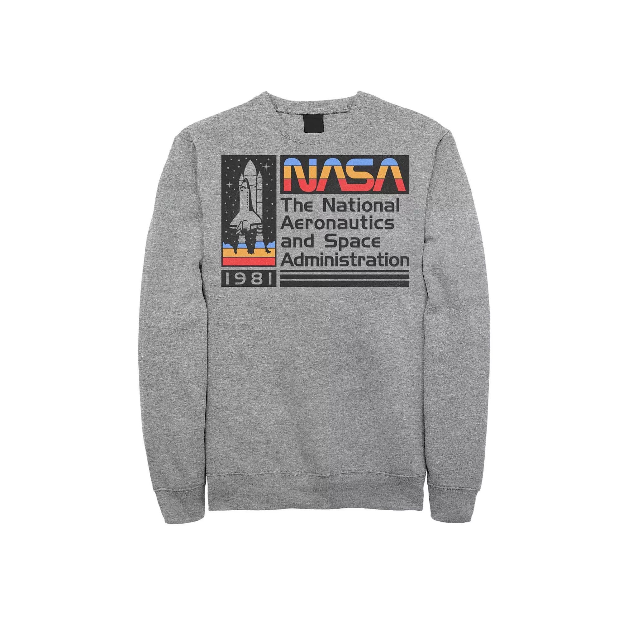 Men's NASA National Aeronautics Striped Logo Graphic Fleece Pullover,  Product Image