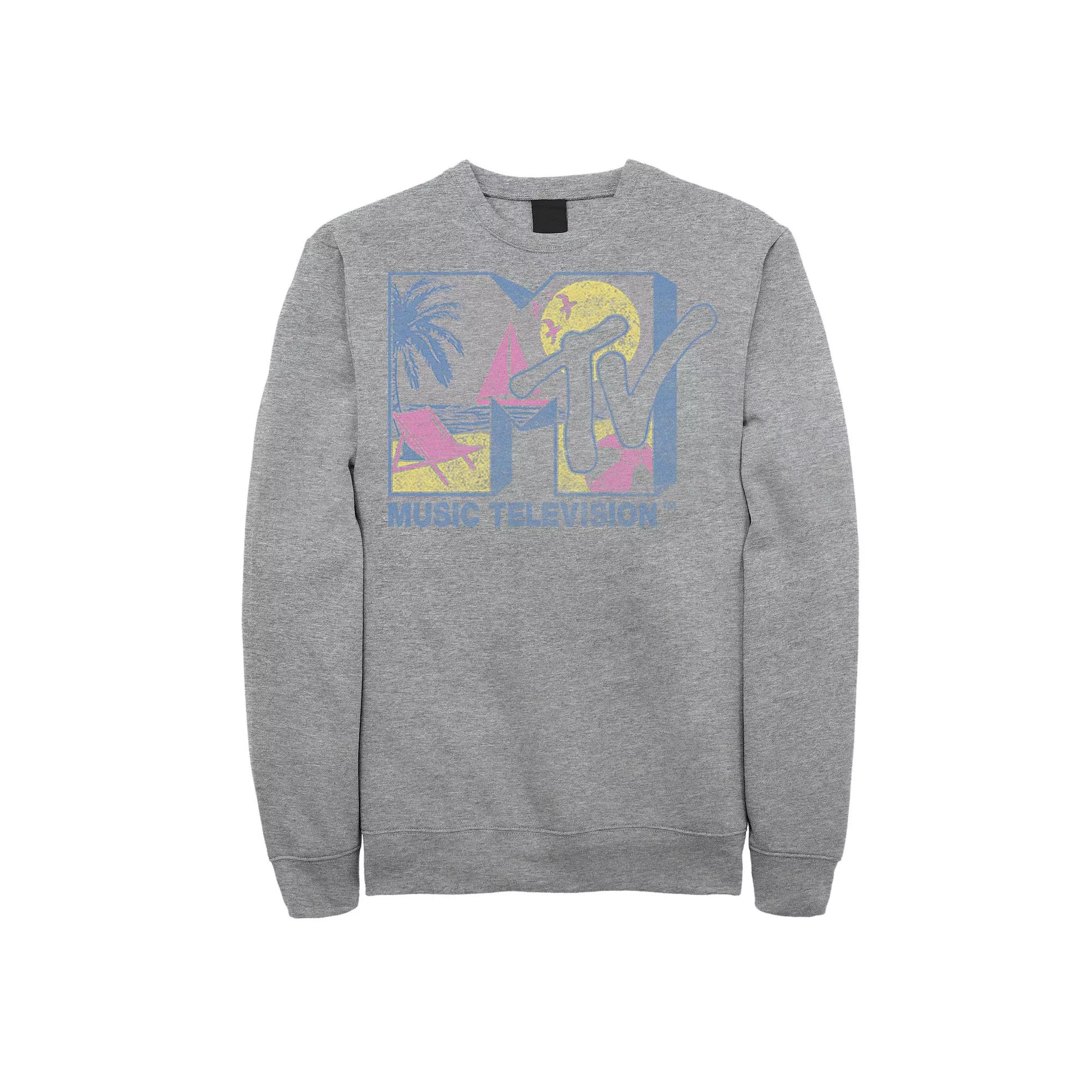 Men's MTV Beach Neon Filled Logo Sweatshirt, Size: XL, Athletic Grey Product Image