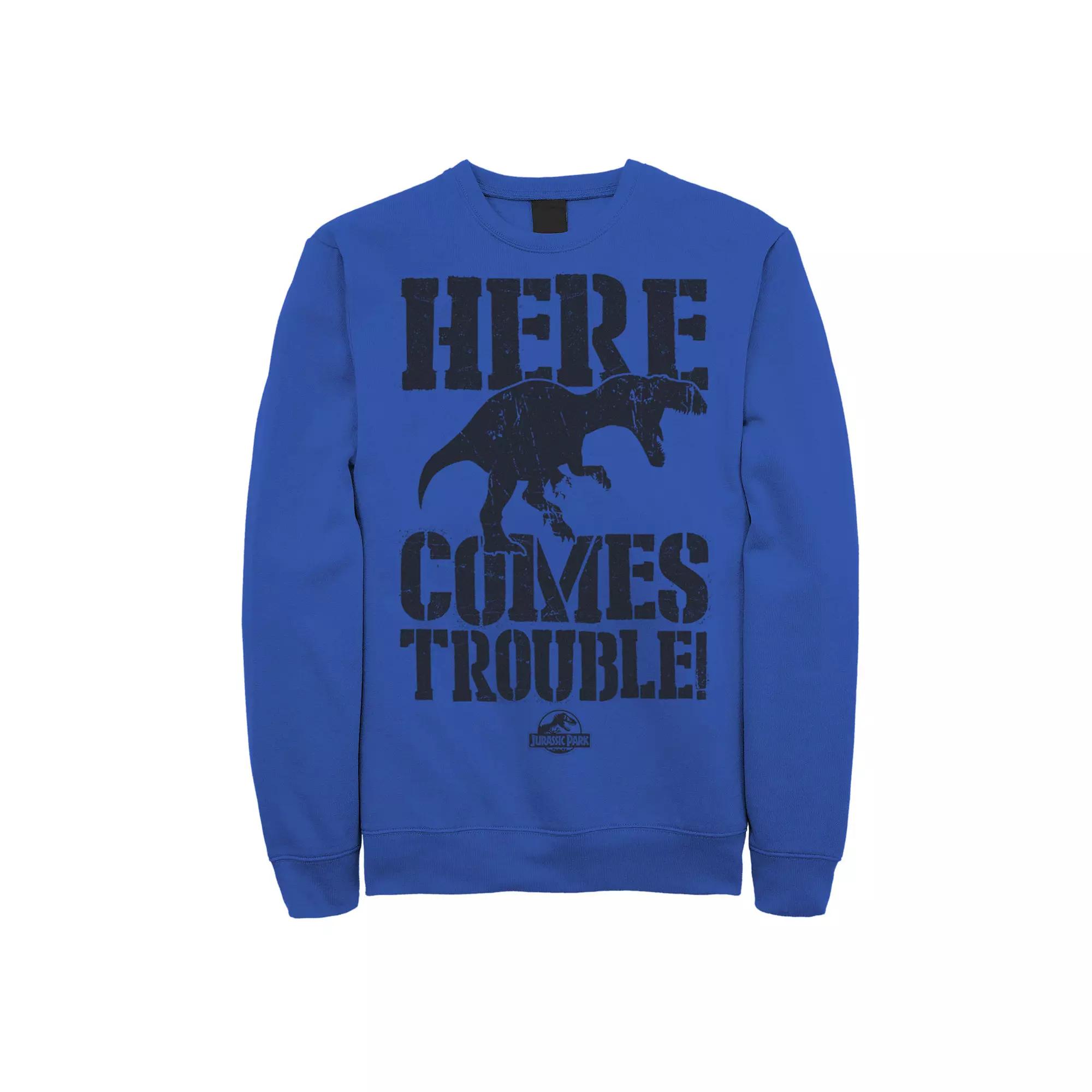 Men's Jurassic Park All White Spray Paint Stencil Movie Logo Graphic Sweatshirt,  Product Image