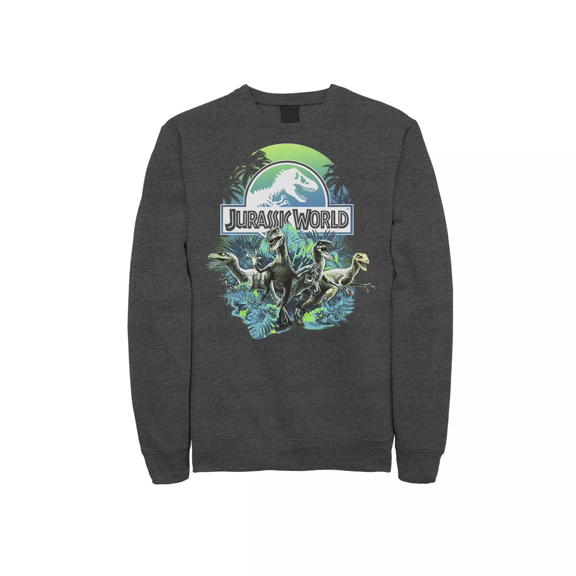 Men's Jurassic World Blue Green Jungle Velociraptor Attack Fleece Graphic Pullover,  Product Image
