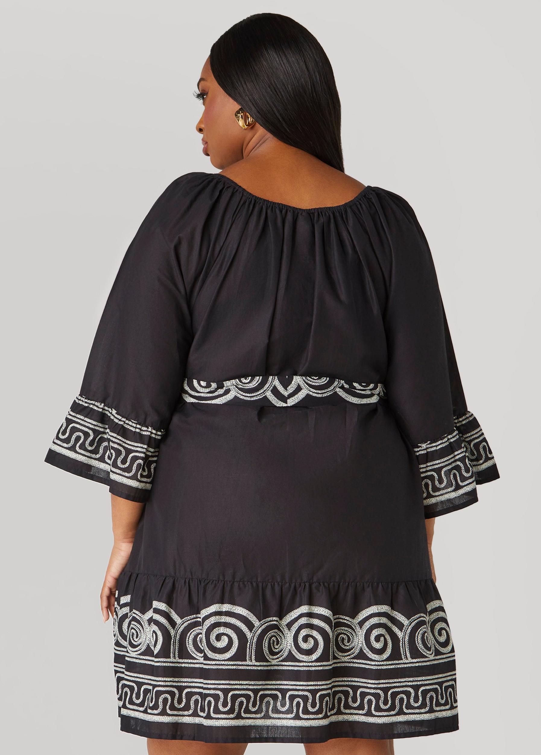 Scroll Print Cotton Swing Dress Product Image