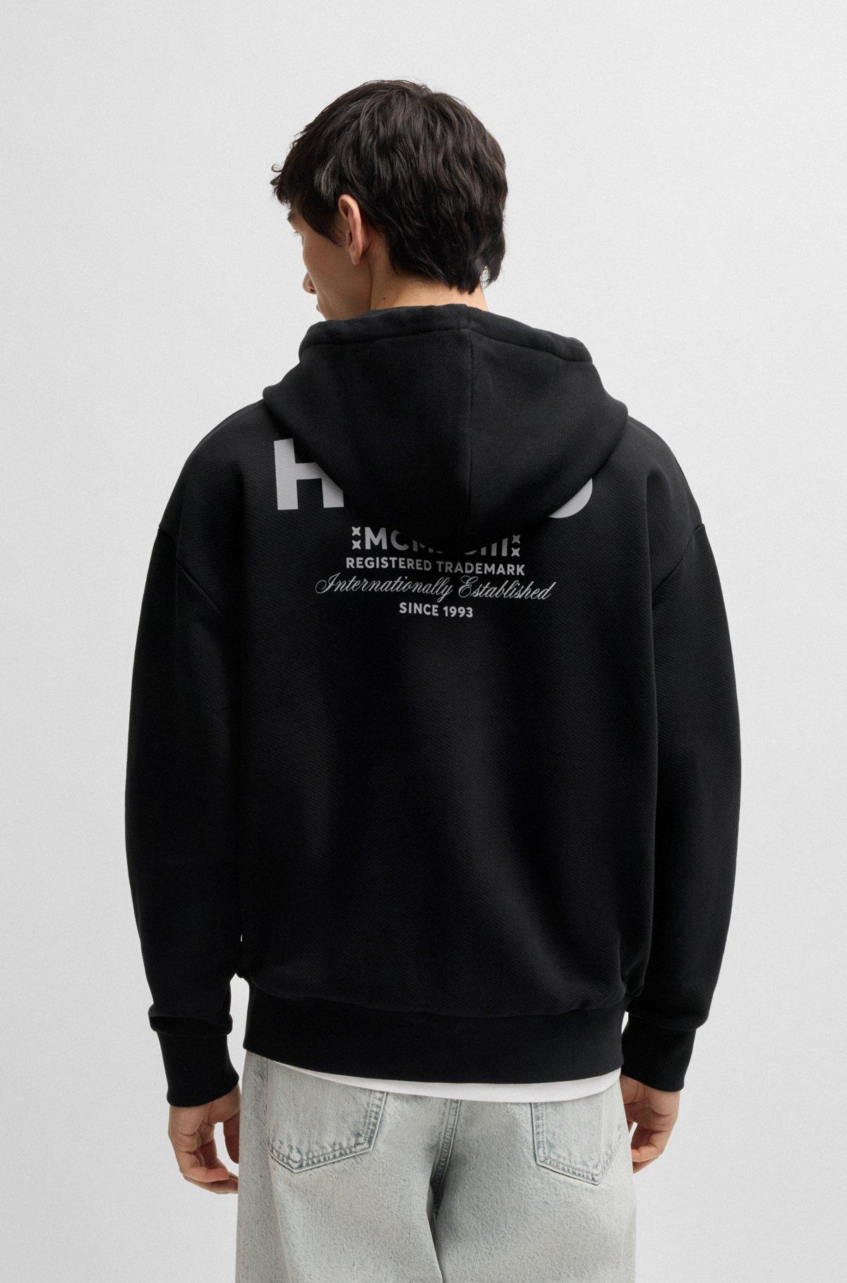 Cotton-terry hoodie with logo prints Product Image