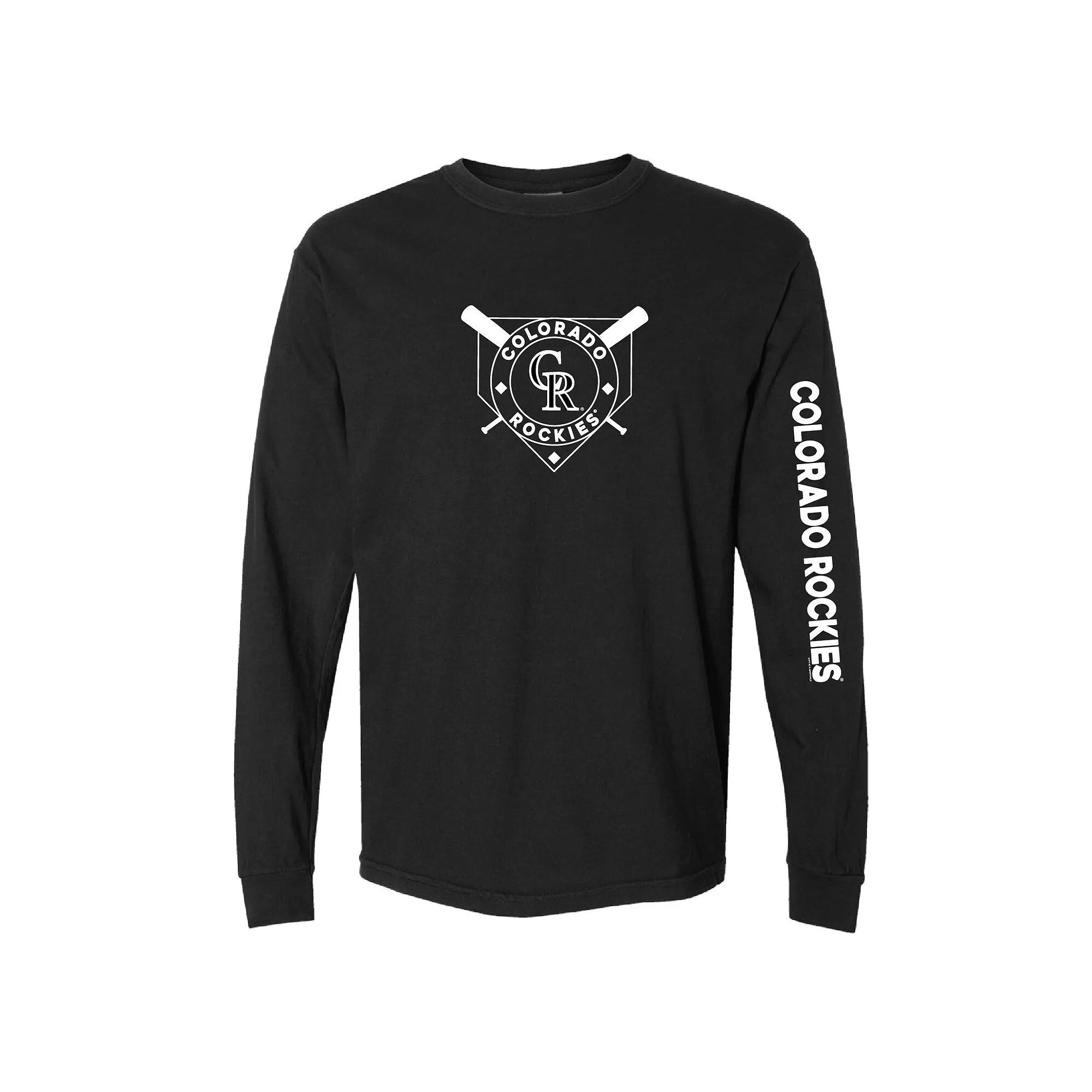 Women's Soft as a Grape Black Colorado Rockies Pigment Dye Long Sleeve T-Shirt,  Product Image