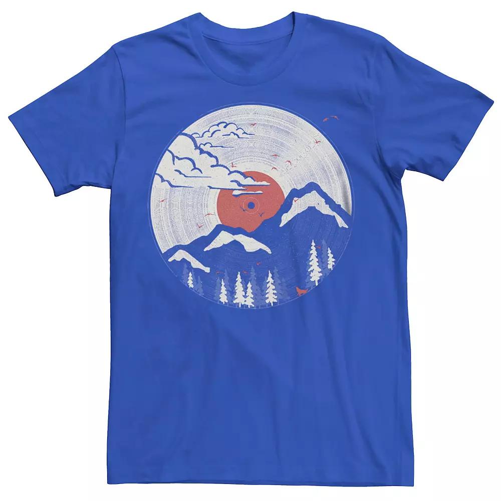 Men's Vinyl Record Mountain Landscape Graphic Tee, Size: XS, Royal Product Image