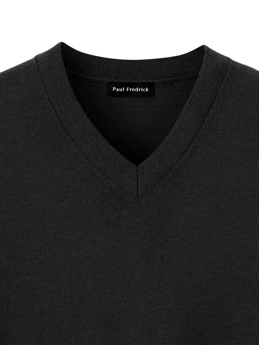 Merino Wool V-neck Sweater - Black Product Image