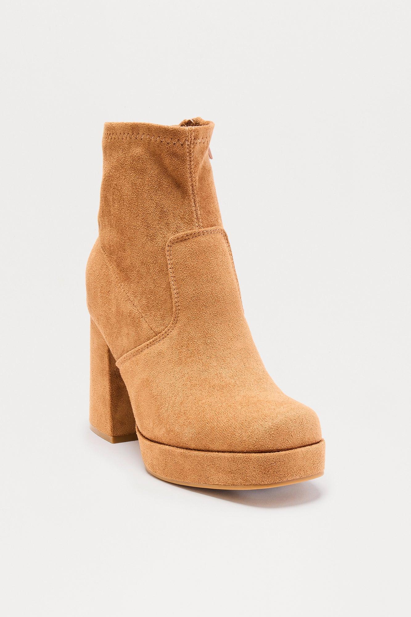 Navy Platform Booties - Camel Female Product Image