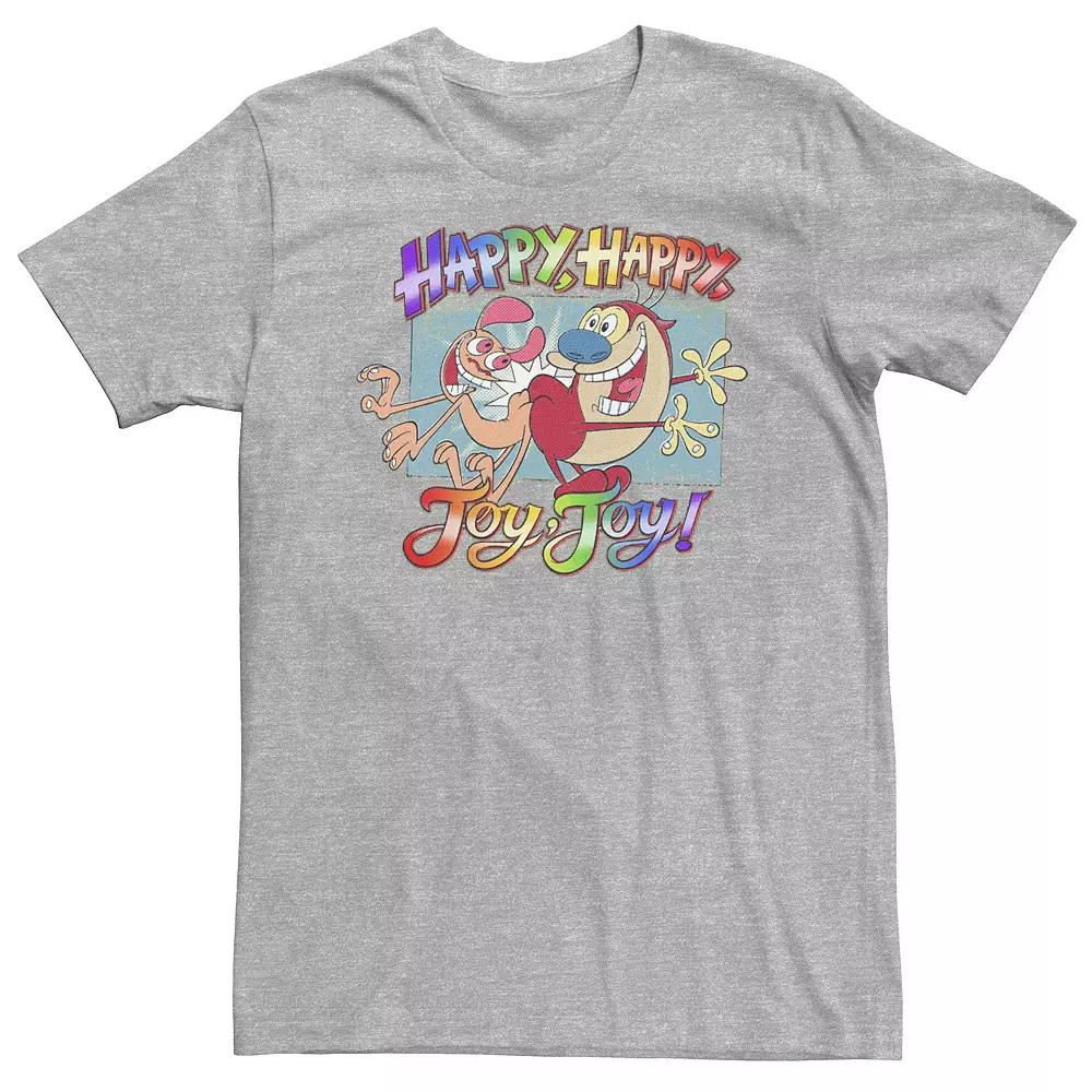 Big & Tall Ren And Stimpy Pride Happy Happy Joy Joy Rainbow Gradient Tee, Men's,  Product Image