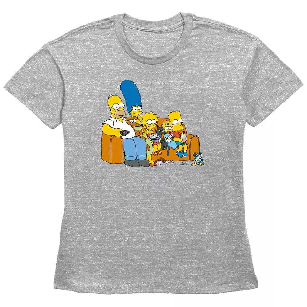 Women's The Simpsons Family Couch Basic Fit Graphic Tee, Girl's,  Product Image