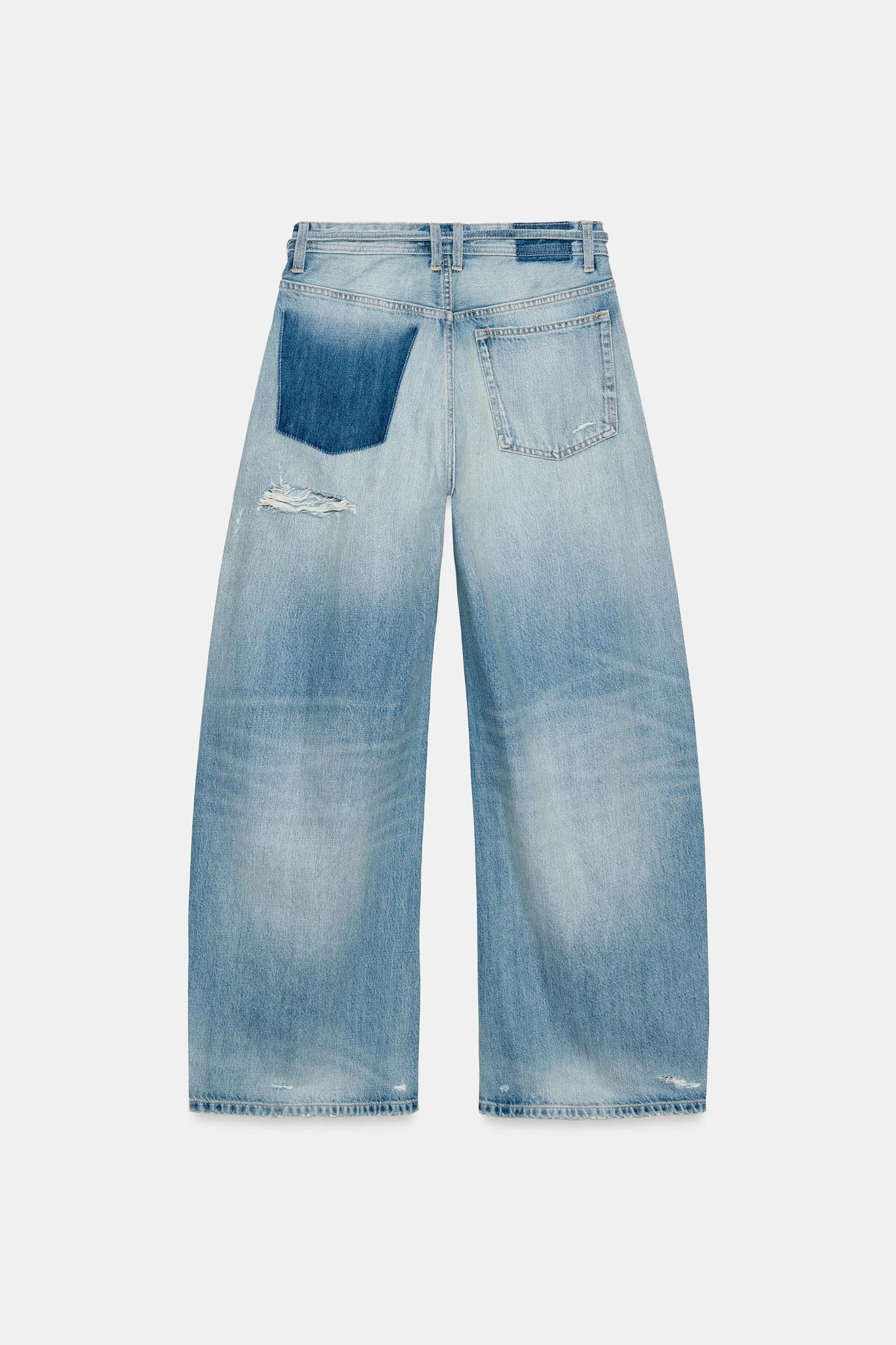 TRF MID-RISE RIPPED BAGGY JEANS Product Image