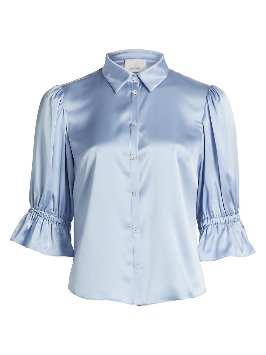 Womens Fiona Silk Puff-Sleeve Blouse Product Image