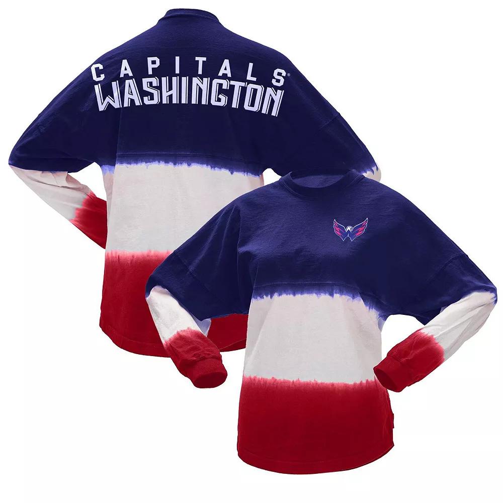 Women's Fanatics Branded Navy/Red Washington Capitals Ombre Long Sleeve T-Shirt,  Product Image