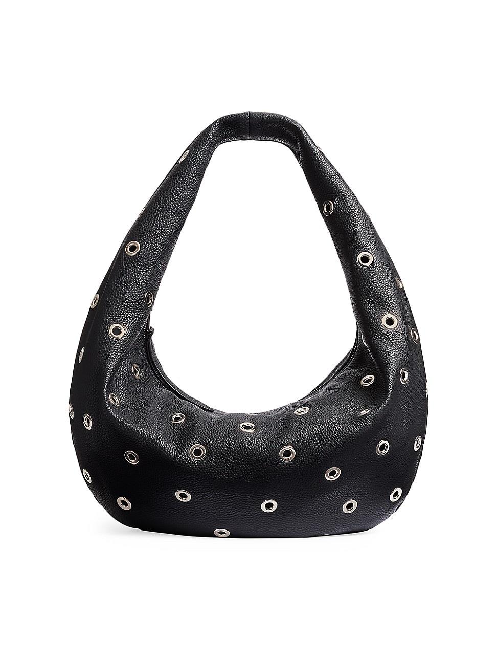 Womens Medium Olivia Grommet Leather Hobo Bag Product Image