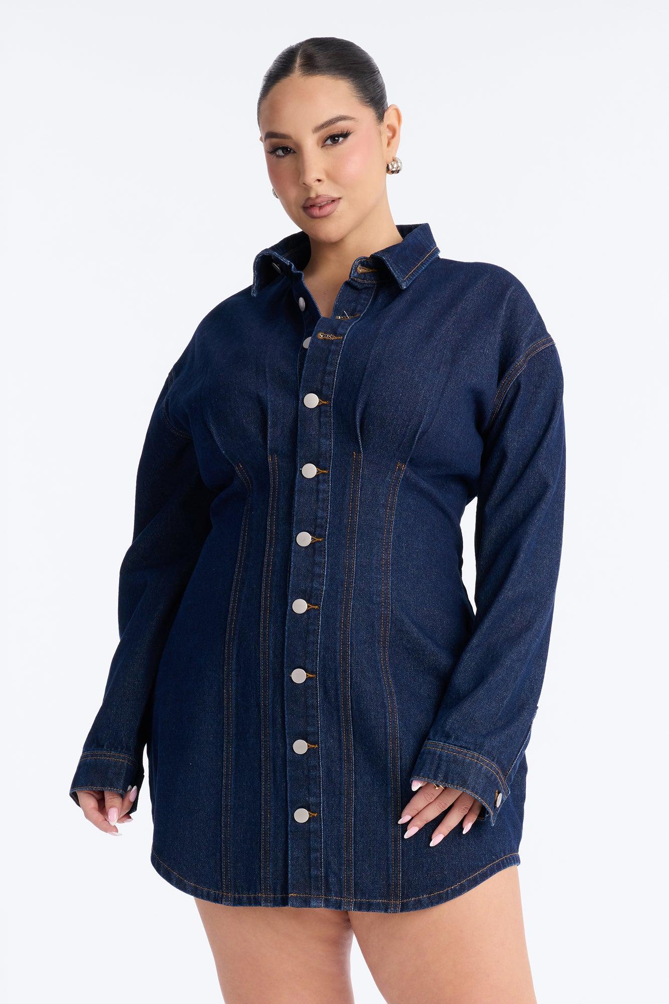 Alessandra Denim Mini Dress - Dark Wash Female Product Image