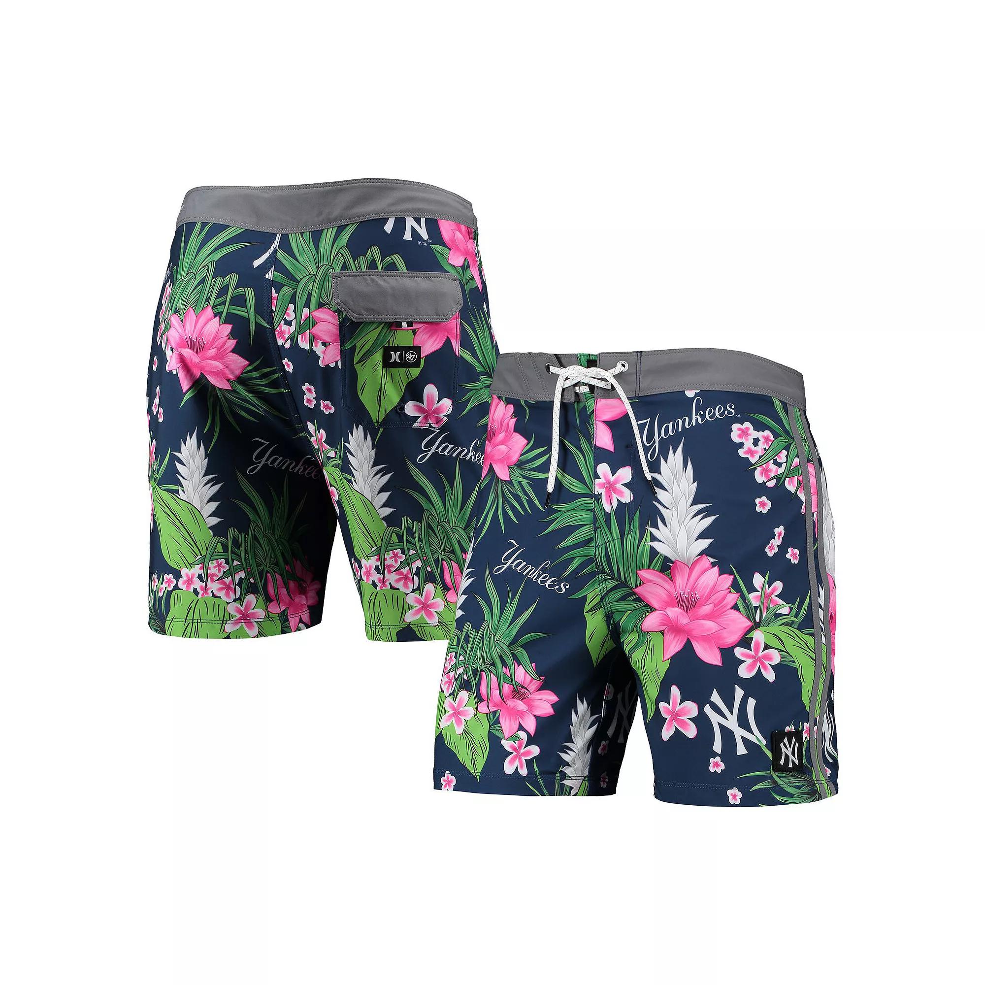 Men's Hurley x '47 Navy New York Yankees Phantom Tailgate Swim Shorts,  Product Image