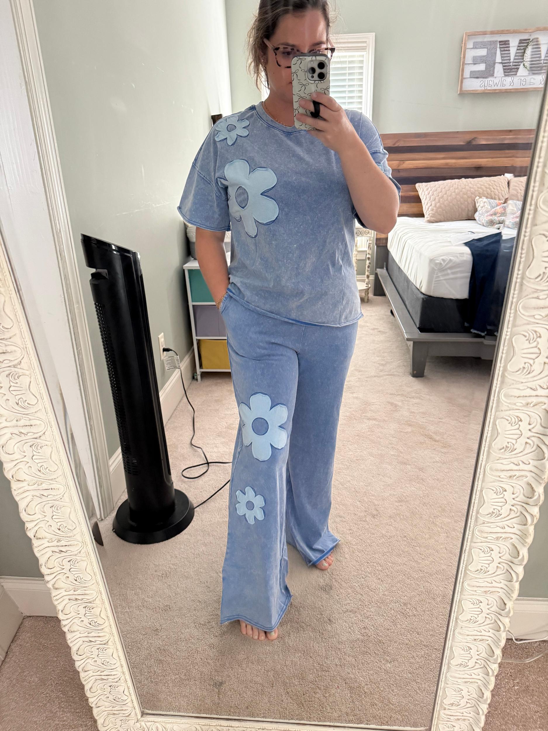 Denim Flower Lounge Set- Preorder Product Image