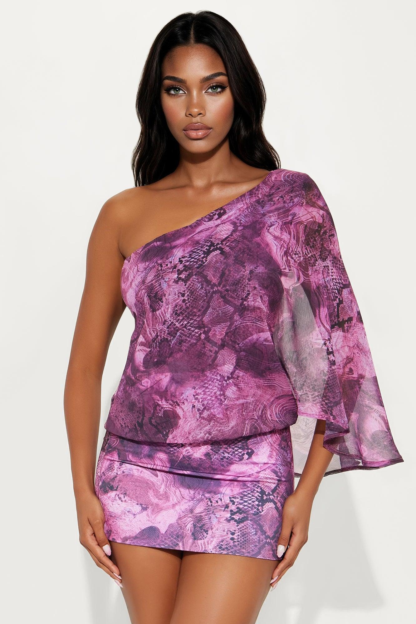 Kora Chiffon Micro Mini Dress - Purple Female Product Image