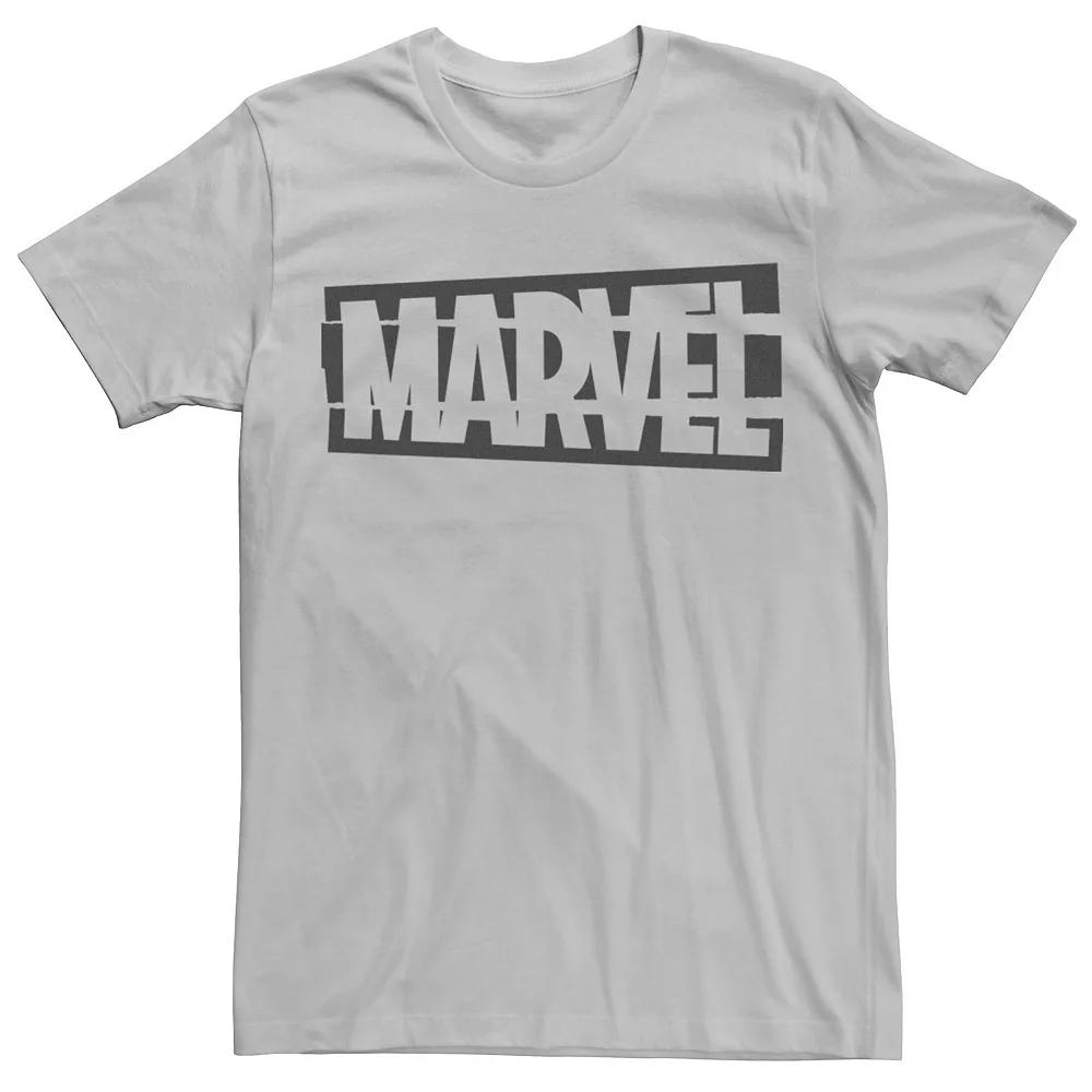 Men's Marvel Split Flat Black Logo Tee,  Product Image