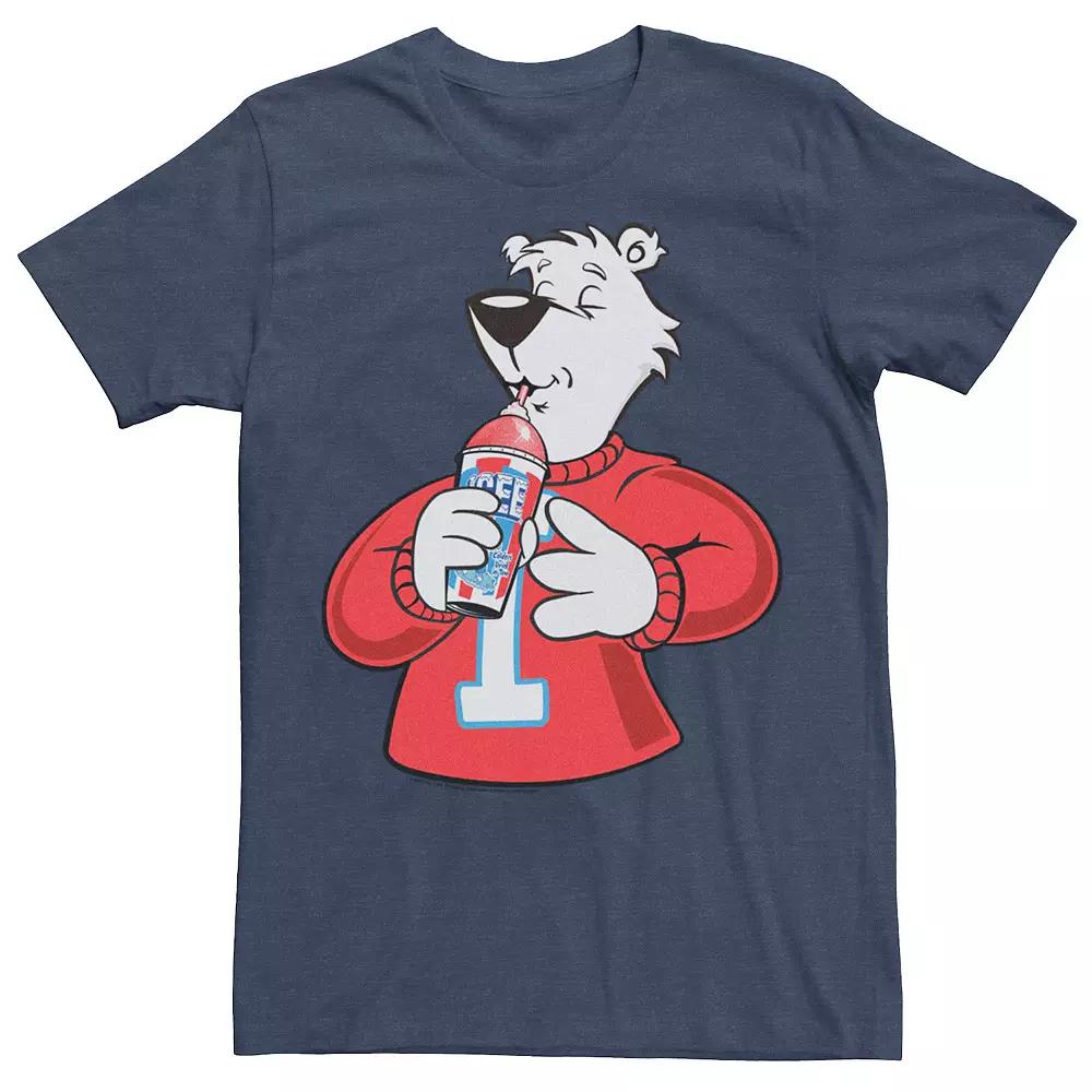 Men's Icee Polar Bear Sipping A Cold Drink Portrait Tee, Size: Medium, Navy Grey Product Image