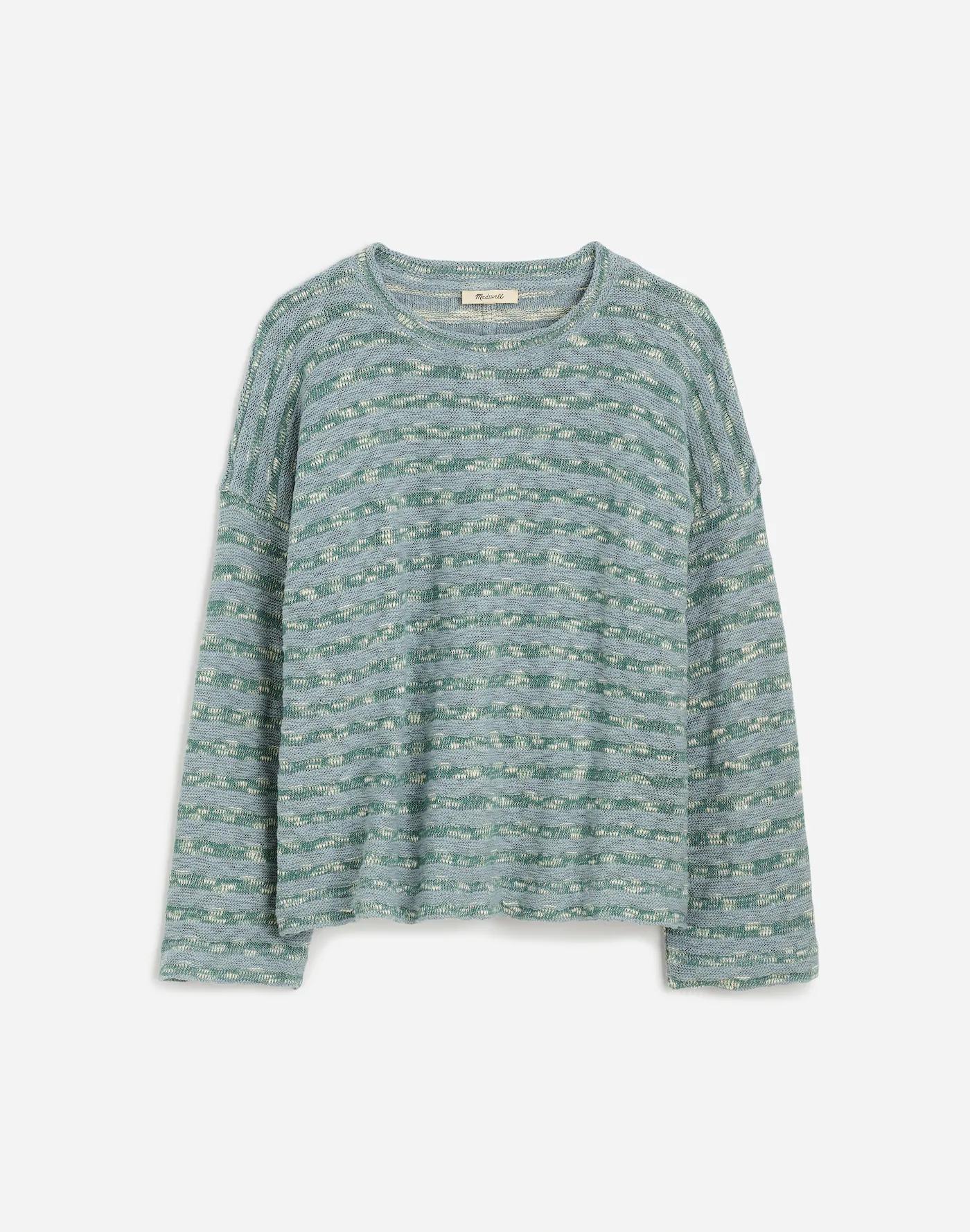 Crewneck Long-Sleeve Knit Tee in Stripe Product Image