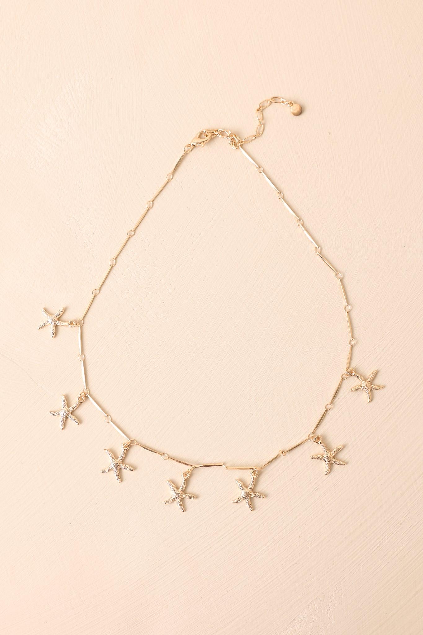 Coasting With Confidence Gold Textured Starfish Charm Necklace Product Image