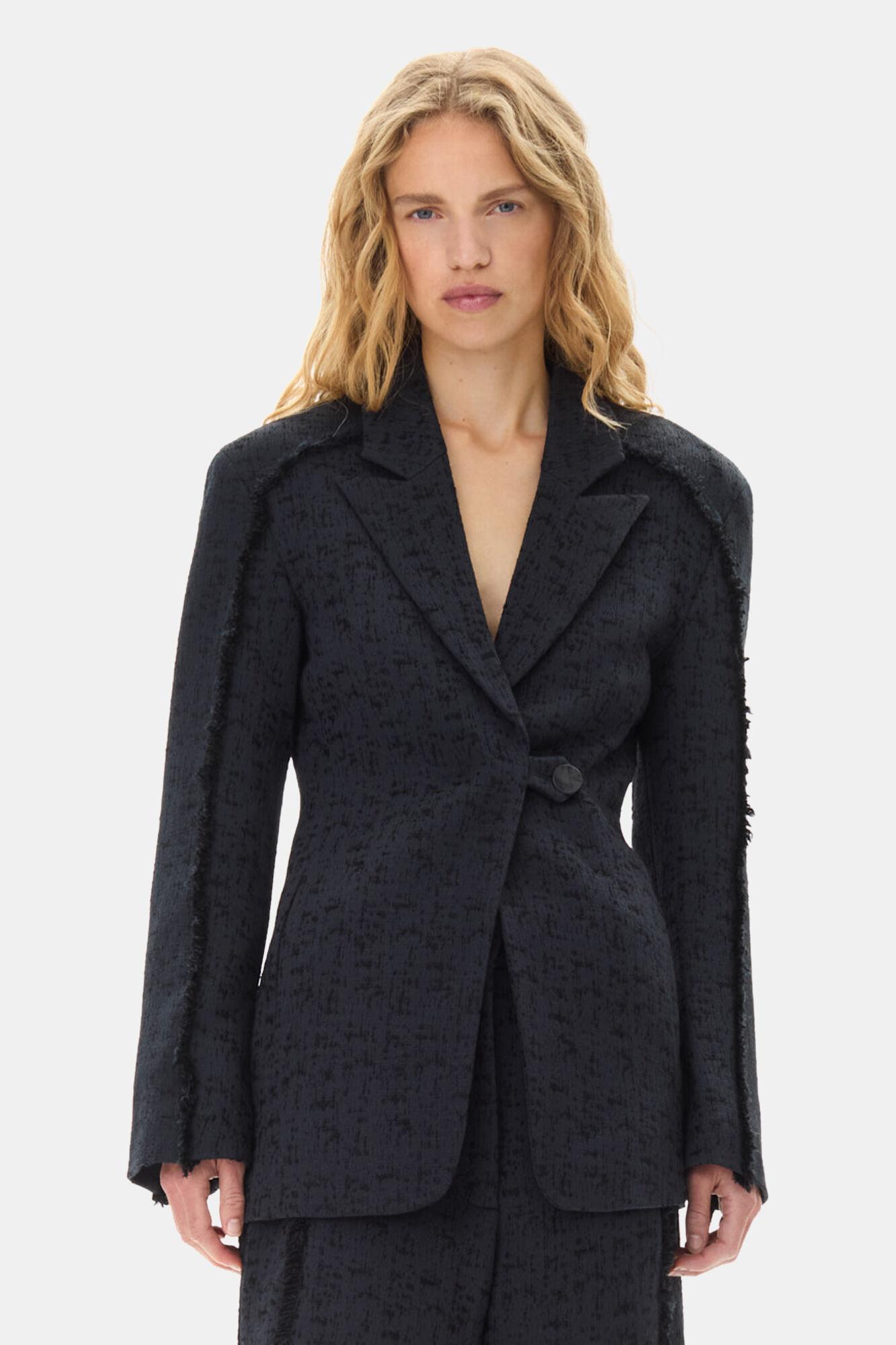 Black Tweed Suiting Blazer Product Image