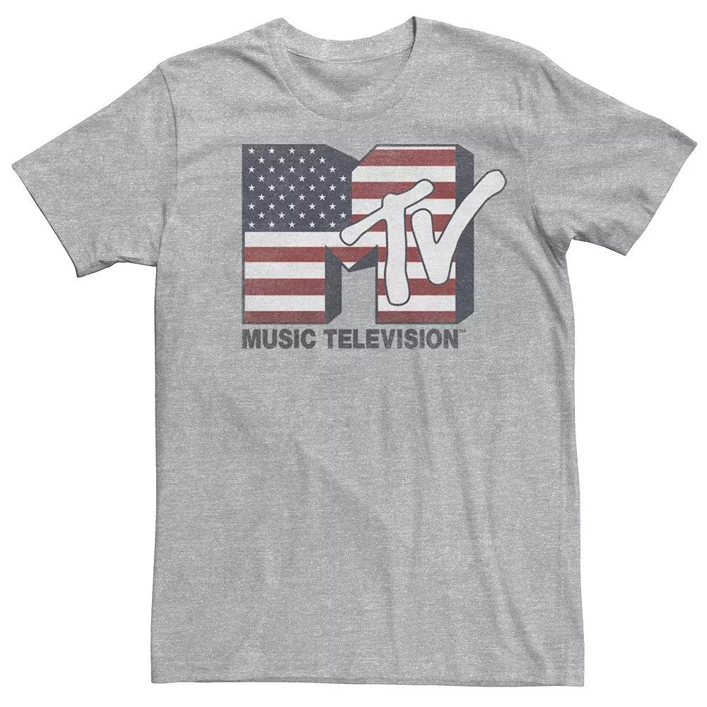Men's MTV American Flag Logo Tee, Size: XL, Athletic Grey Product Image