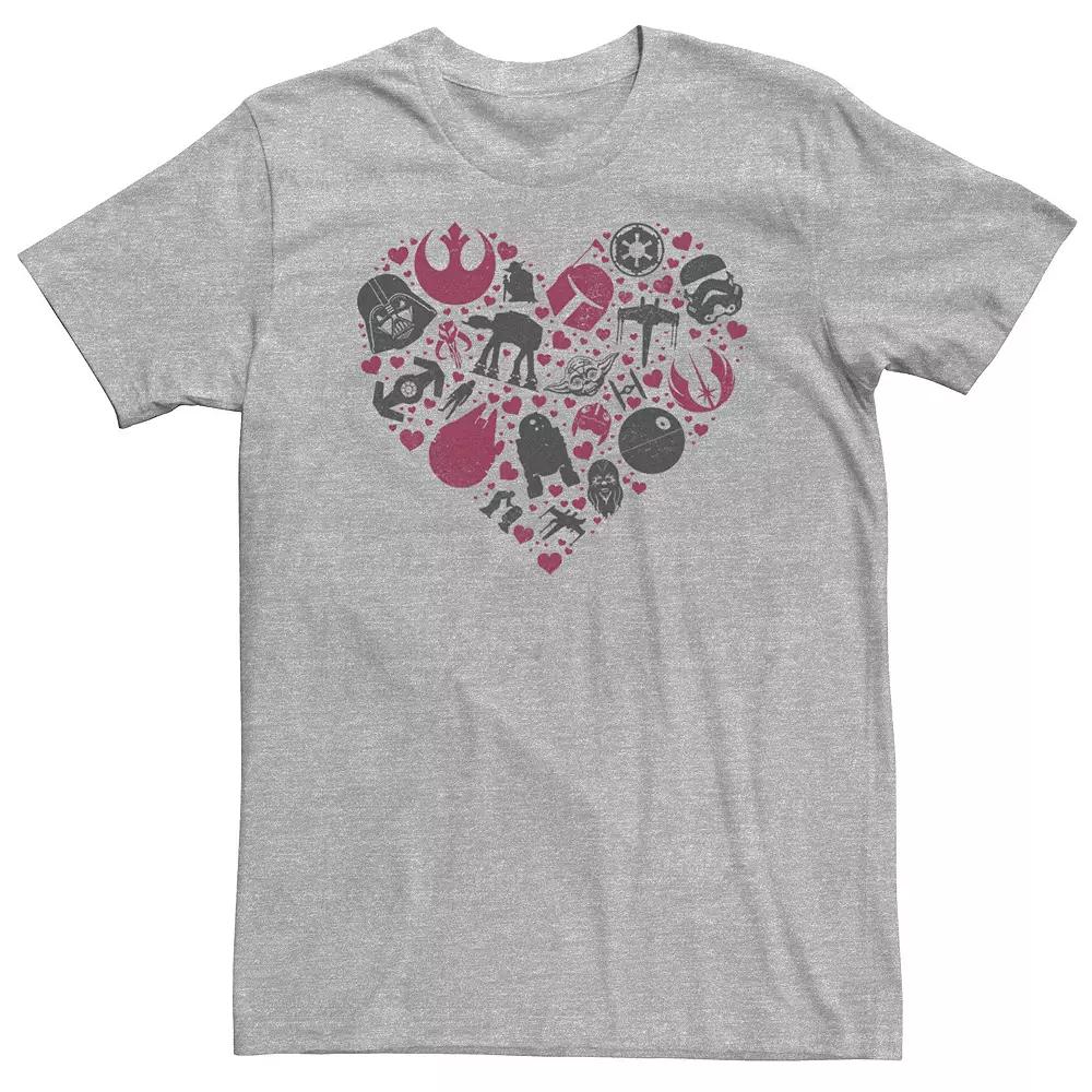 Big & Tall Star Wars Group Shot Iconic Heart Fill Valentine's Day Tee, Men's,  Product Image