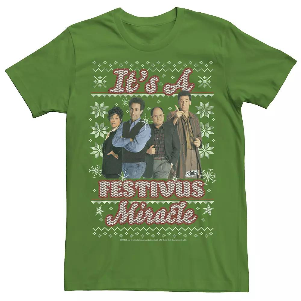Men's Seinfeld Group Shot It's A Festivus Miracle Ugly Sweater Tee, Size: XL, Kelly Product Image