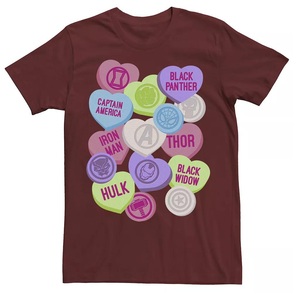Men's Marvel Valentine's Candy Heart Avengers Icons Tee, Size: Small, Red Product Image