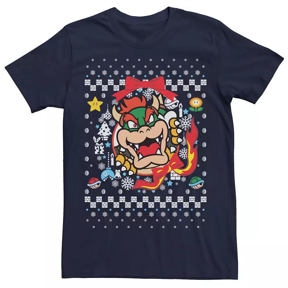 Men's Nintendo Super Mario Bowser Classic Ugly Christmas Graphic Tee,  Product Image