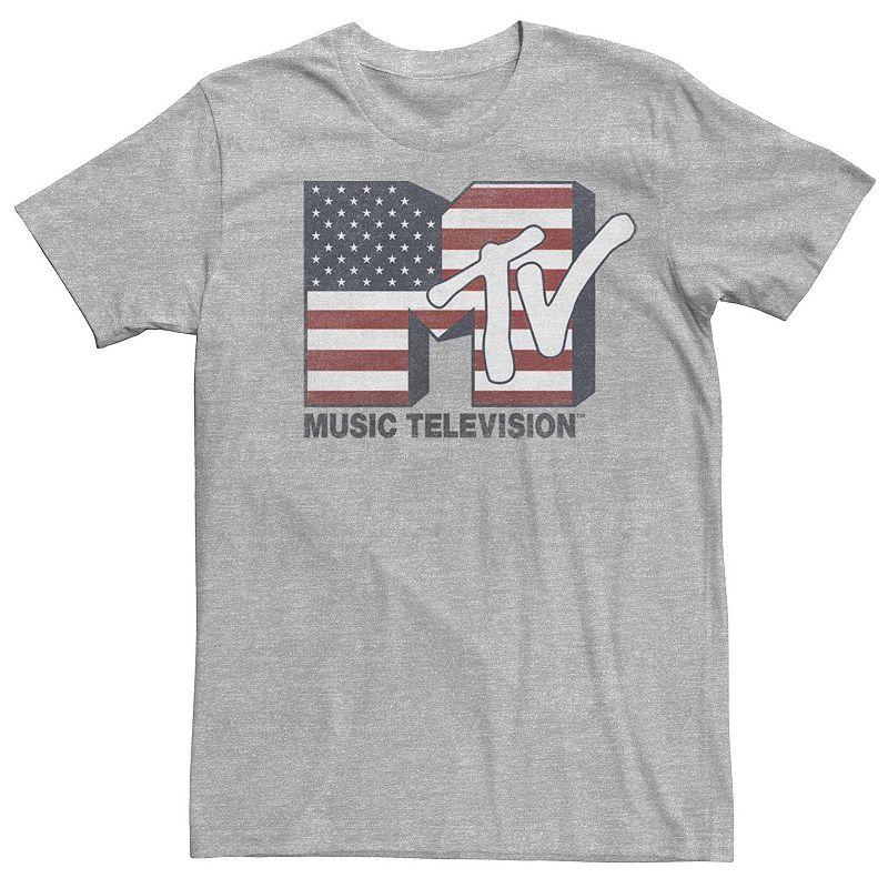 Men's MTV American Flag Logo Tee, Size: XL, Athletic Grey Product Image