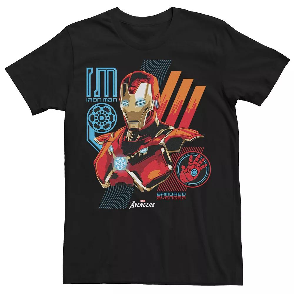 Men's Marvel Avengers Iron Man Blue Prints Tee, Size: 3XL, Black Product Image