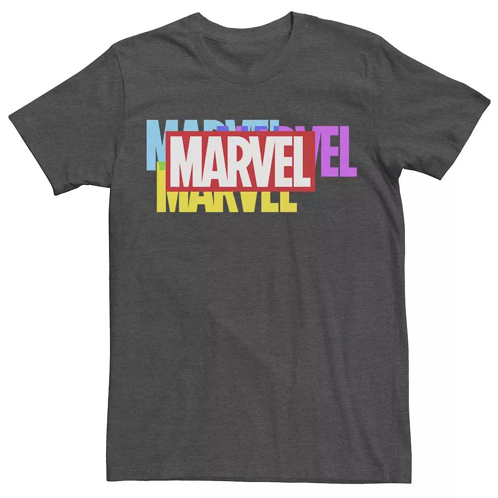 Men's Marvel Multi-Color Logo Tee, Size: Medium, Grey Heather Product Image