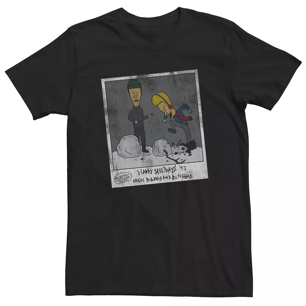 Men's Beavis And Butthead Vintage Snowman Photo Short Sleeve Tee,  Product Image