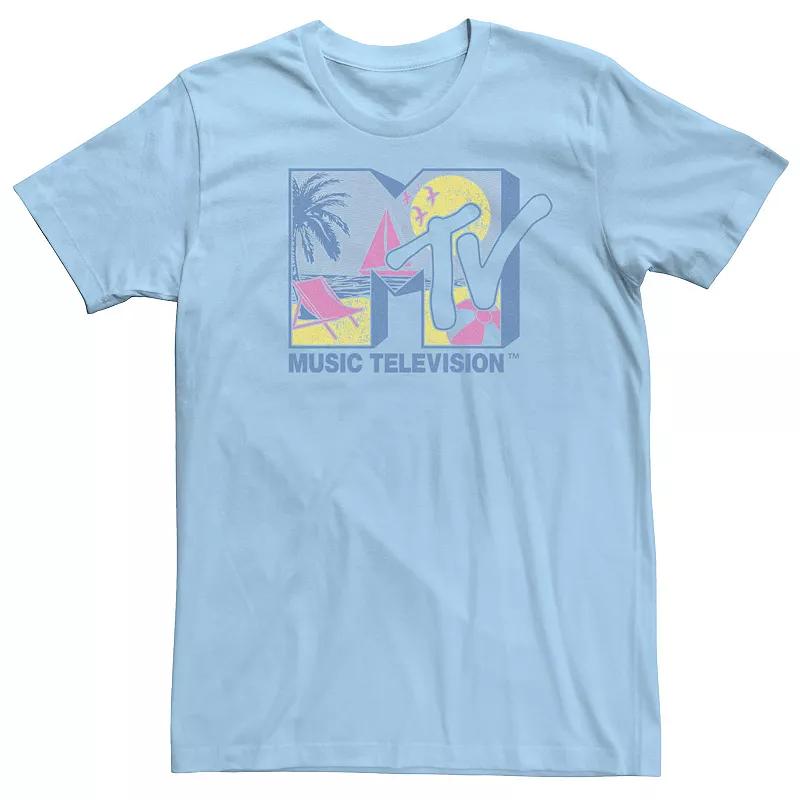 Men's MTV Retro Tropical Beach Logo Short Sleeve Tee,  Product Image