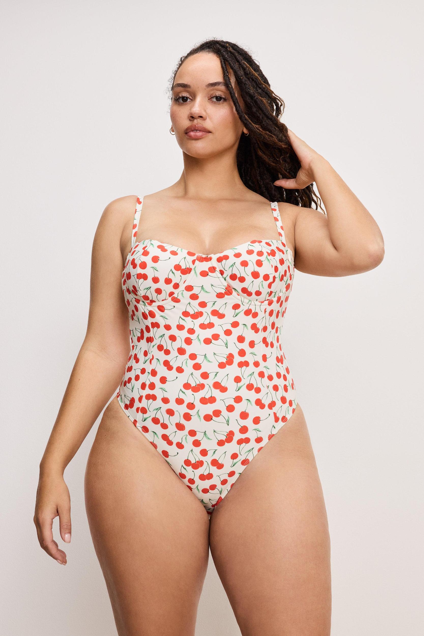 SQUARE NECK SWIMSUIT | SNOW CHERRIES 04 Product Image