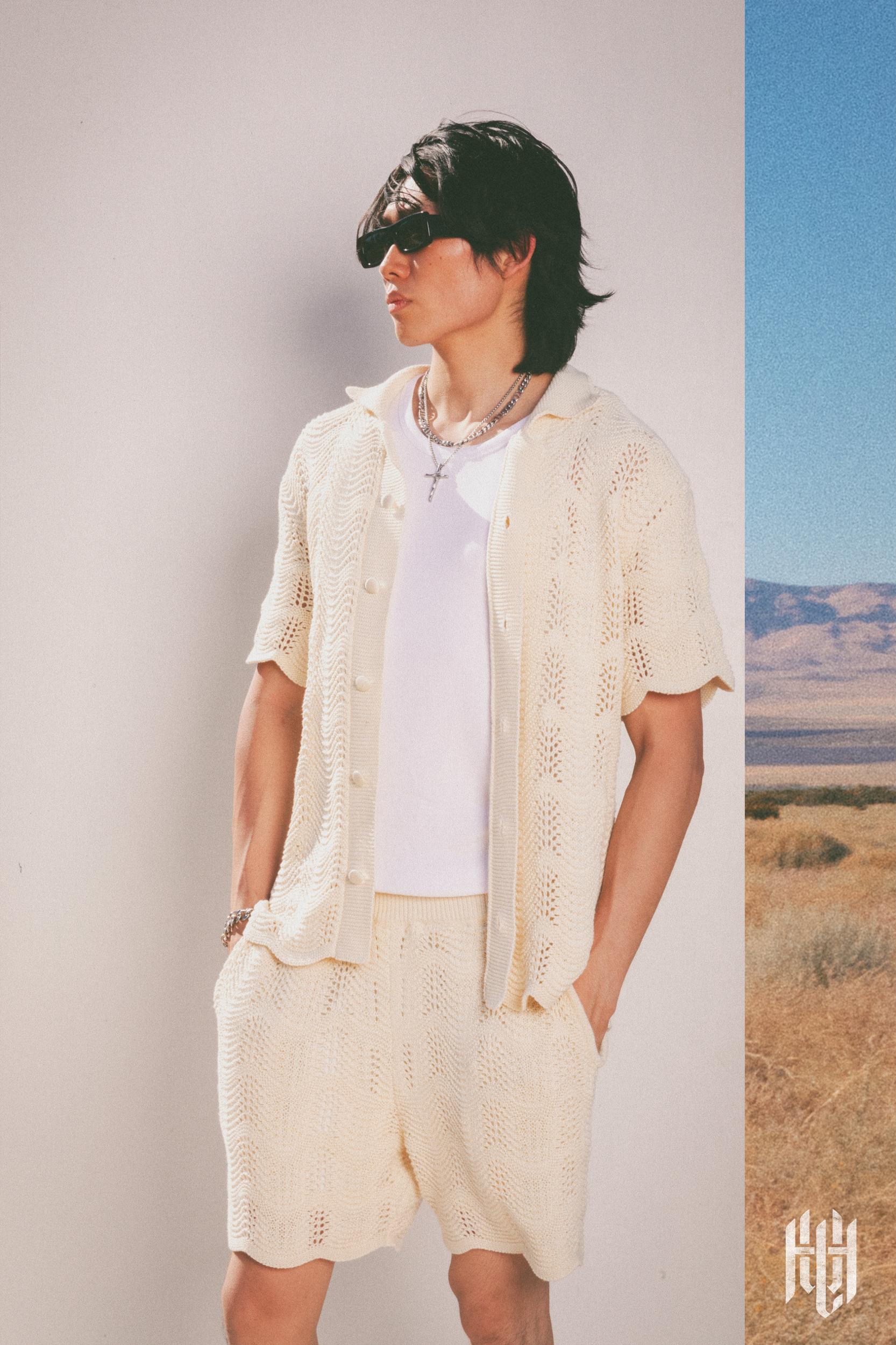 Knitted Wave Shorts - Cream Product Image