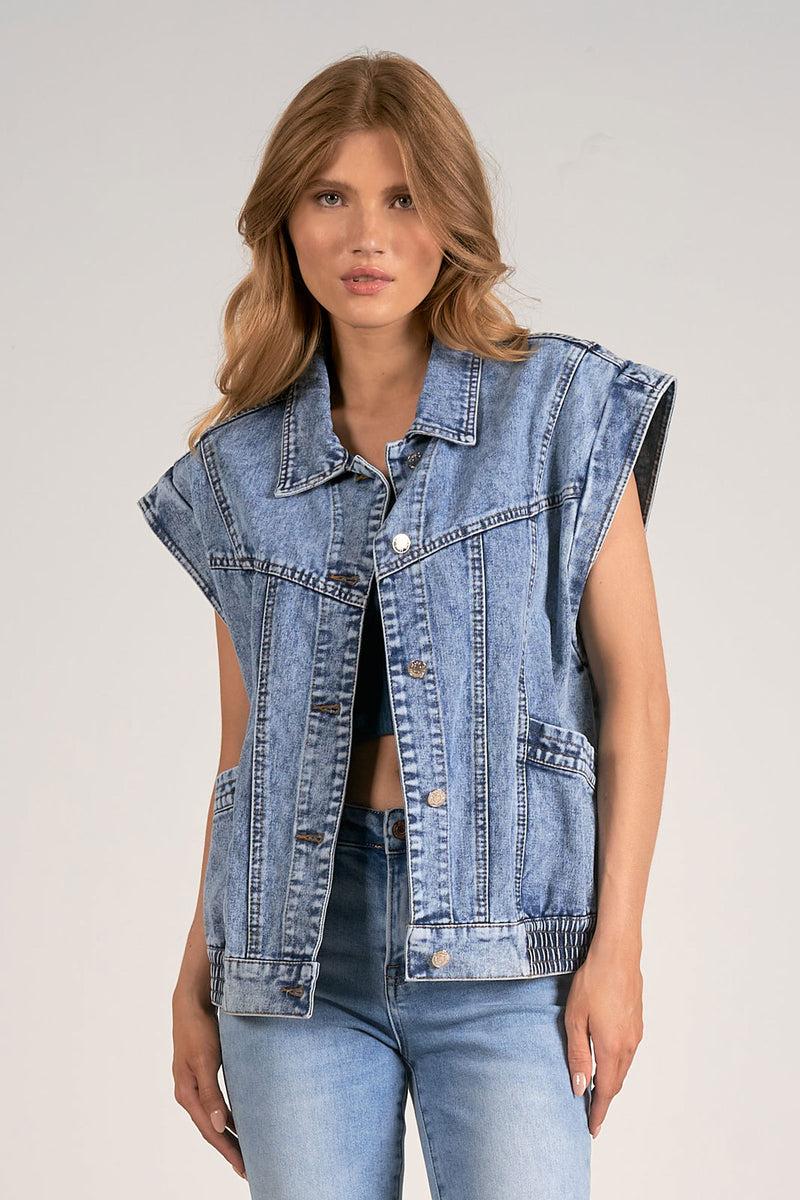 Denim Button Up Vest Product Image