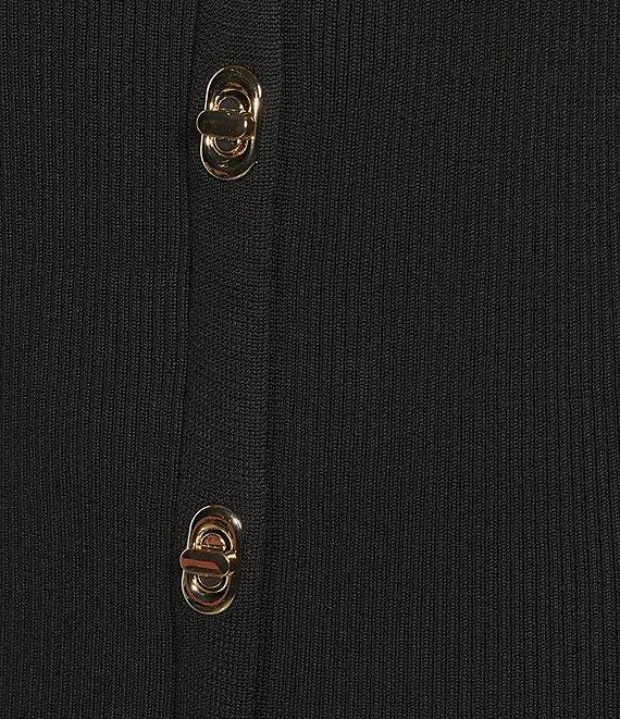 Skies Are Blue Rib Knit V Neck Sleeveless Button Front Midi Dress Product Image