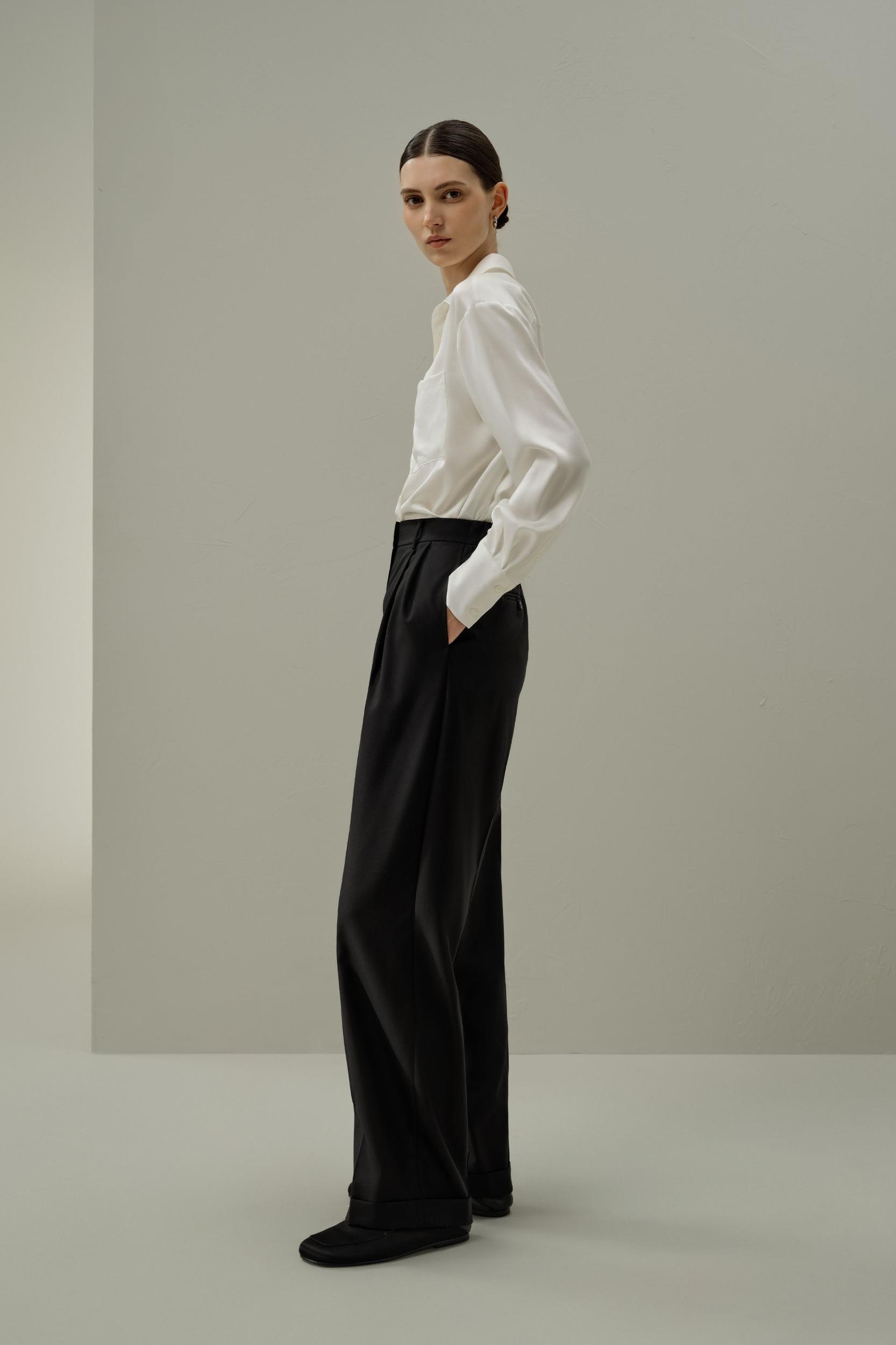 Wool-Silk Straight Leg Pants Product Image