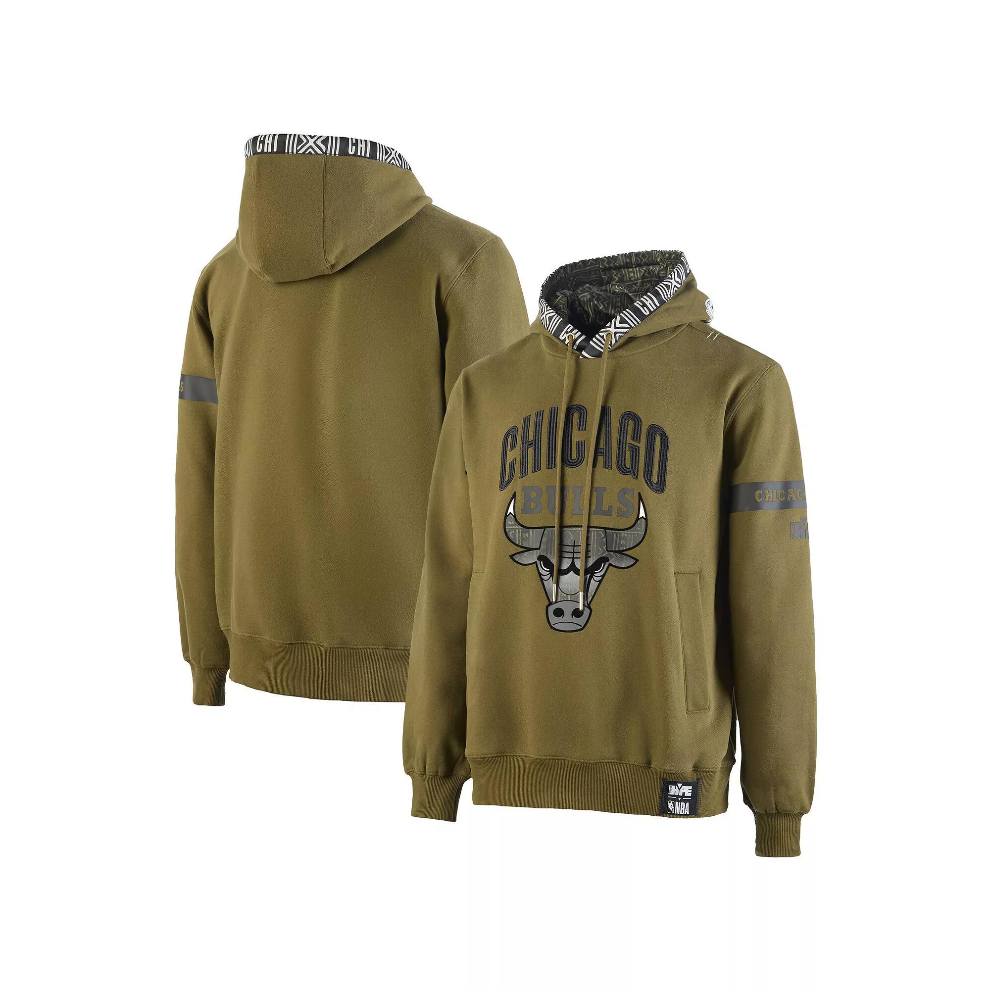 Mens NBA x Two Hype Olive Chicago Bulls Culture & Hoops Collection Premium Pullover Hoodie Product Image